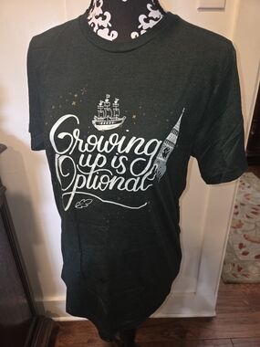 Dark Green Peter Pan Graphic Tee "Growing Up Is Optional"